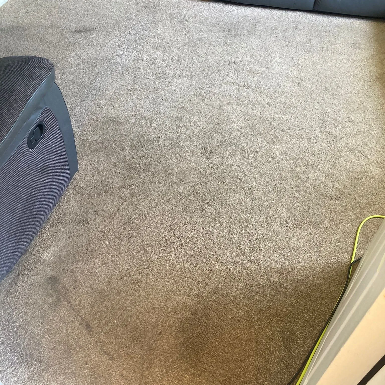 Hallway carpet before deep clean showing ingrained dirt