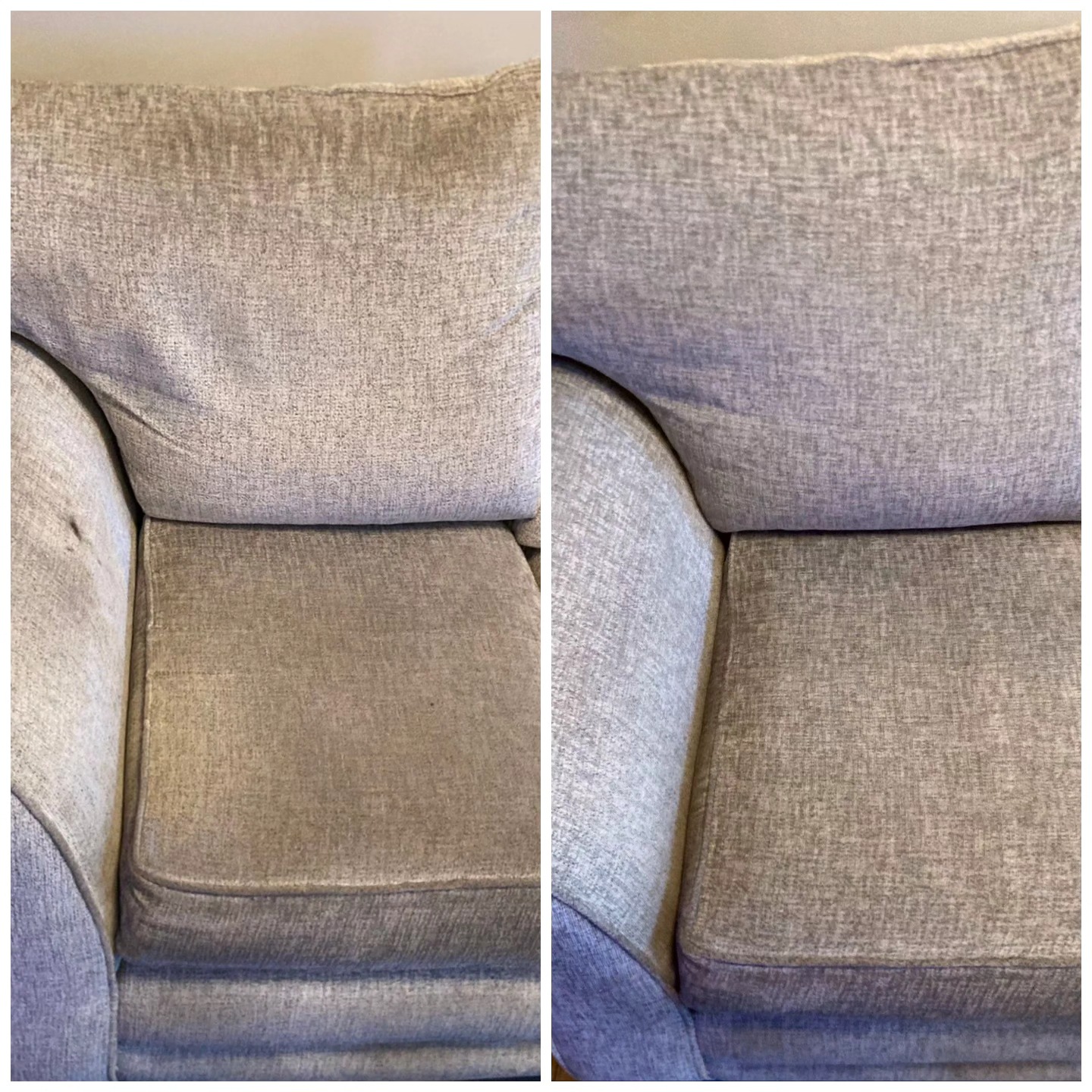 Upholstery before and after cleaning comparison