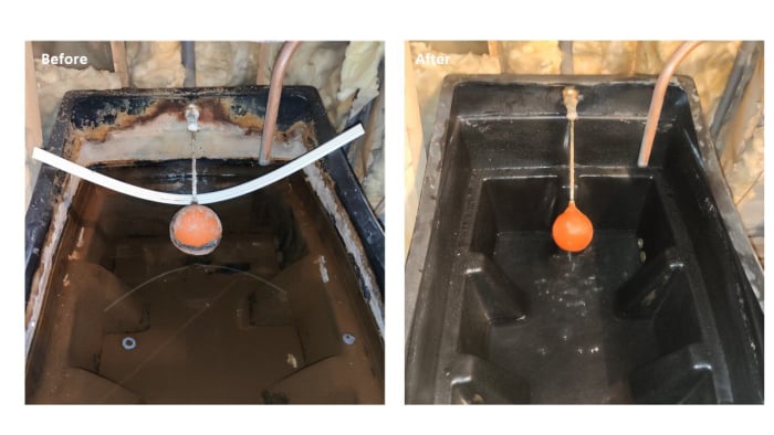 Before and After Water tank cleaning